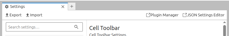 a screenshot of the settings editor with the new import and export buttons